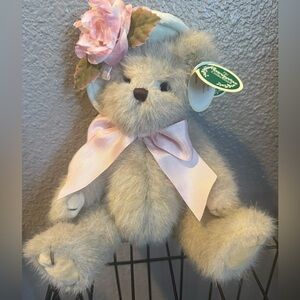 NWT Bearington Bears “Evelyn” Teddy Bear with Pink Bow and Floral Hat